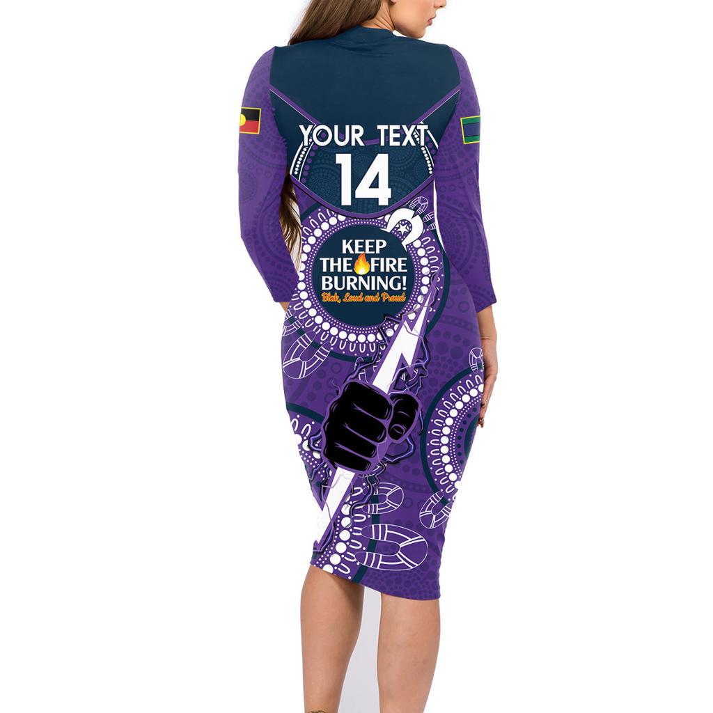 Custom NRL Storm NAIDOC Week Family Matching Long Sleeve Bodycon Dress and Hawaiian Shirt Keep The Fire Burning Indigenous Art