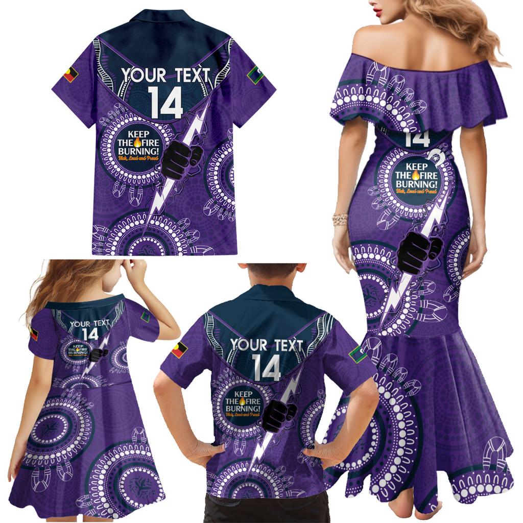 Custom NRL Storm NAIDOC Week Family Matching Mermaid Dress and Hawaiian Shirt Keep The Fire Burning Indigenous Art