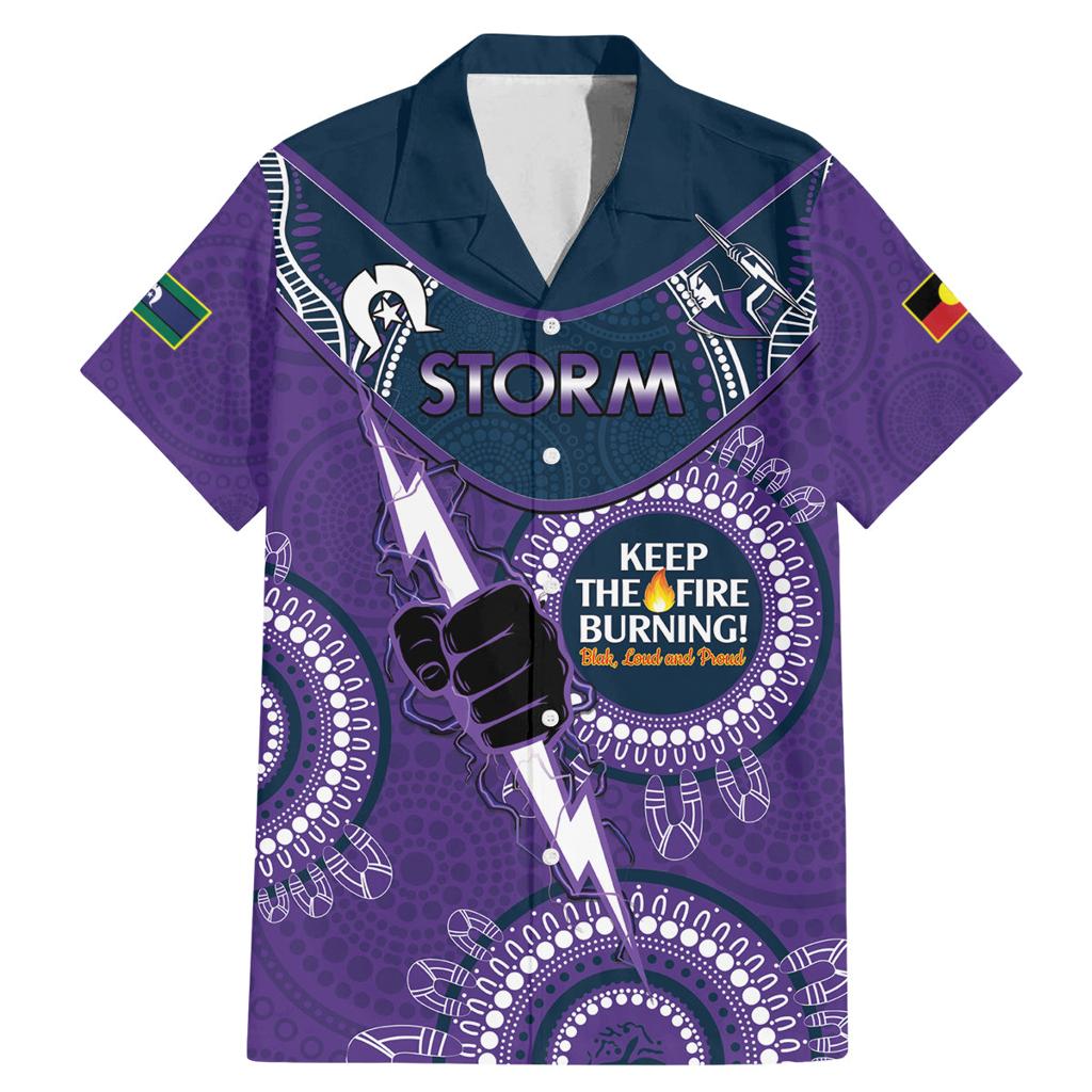 Custom NRL Storm NAIDOC Week Family Matching Mermaid Dress and Hawaiian Shirt Keep The Fire Burning Indigenous Art