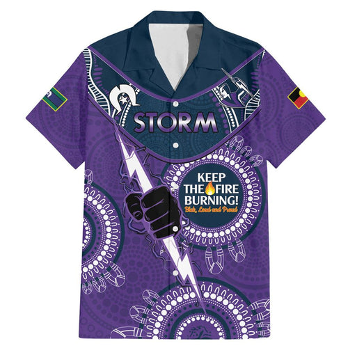 Custom NRL Storm NAIDOC Week Family Matching Mermaid Dress and Hawaiian Shirt Keep The Fire Burning Indigenous Art