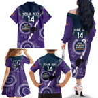 Custom NRL Storm NAIDOC Week Family Matching Off The Shoulder Long Sleeve Dress and Hawaiian Shirt Keep The Fire Burning Indigenous Art