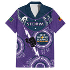 Custom NRL Storm NAIDOC Week Family Matching Off Shoulder Maxi Dress and Hawaiian Shirt Keep The Fire Burning Indigenous Art