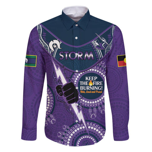 Custom NRL Storm NAIDOC Week Family Matching Off Shoulder Maxi Dress and Hawaiian Shirt Keep The Fire Burning Indigenous Art