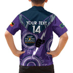 Custom NRL Storm NAIDOC Week Family Matching Off Shoulder Short Dress and Hawaiian Shirt Keep The Fire Burning Indigenous Art