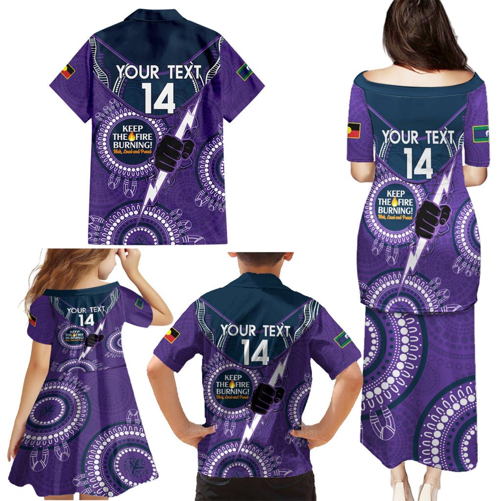 Custom NRL Storm NAIDOC Week Family Matching Puletasi and Hawaiian Shirt Keep The Fire Burning Indigenous Art
