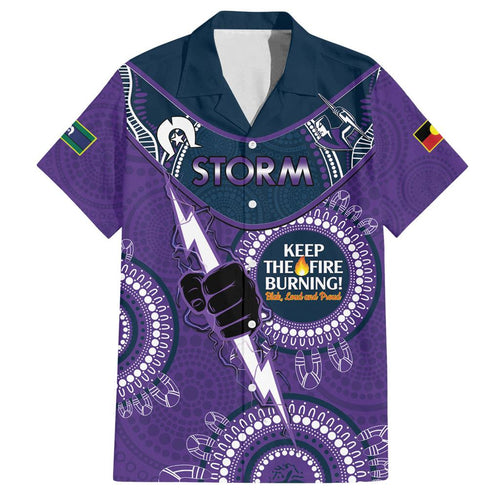 Custom NRL Storm NAIDOC Week Family Matching Puletasi and Hawaiian Shirt Keep The Fire Burning Indigenous Art