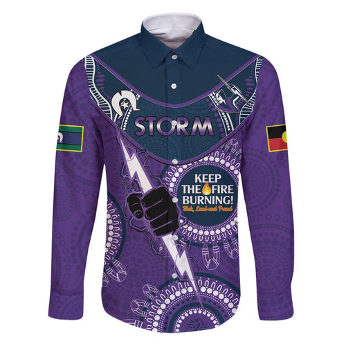 Custom NRL Storm NAIDOC Week Family Matching Puletasi and Hawaiian Shirt Keep The Fire Burning Indigenous Art