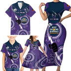 Custom NRL Storm NAIDOC Week Family Matching Short Sleeve Bodycon Dress and Hawaiian Shirt Keep The Fire Burning Indigenous Art
