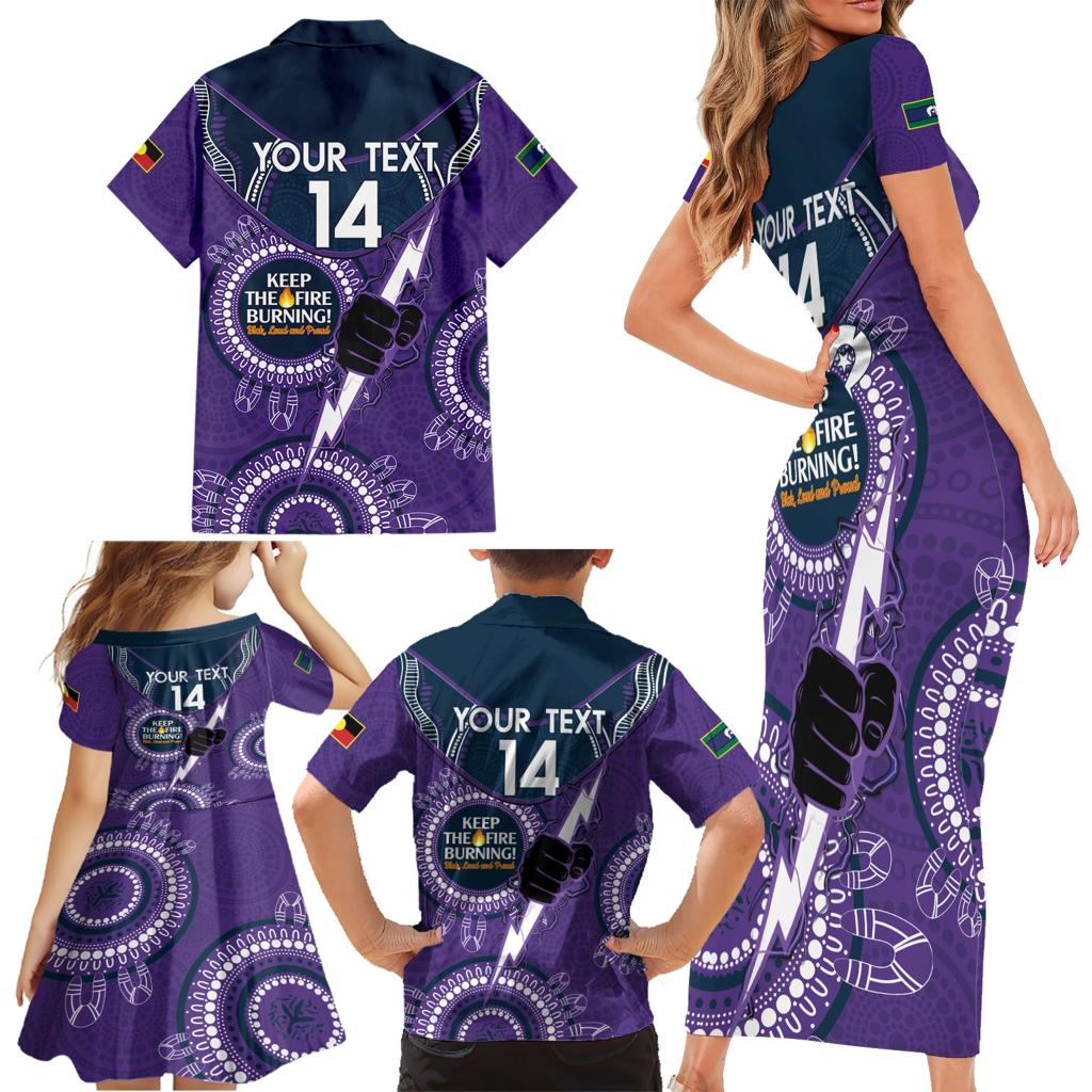 Custom NRL Storm NAIDOC Week Family Matching Short Sleeve Bodycon Dress and Hawaiian Shirt Keep The Fire Burning Indigenous Art