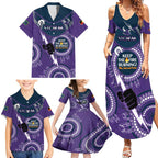 Custom NRL Storm NAIDOC Week Family Matching Summer Maxi Dress and Hawaiian Shirt Keep The Fire Burning Indigenous Art