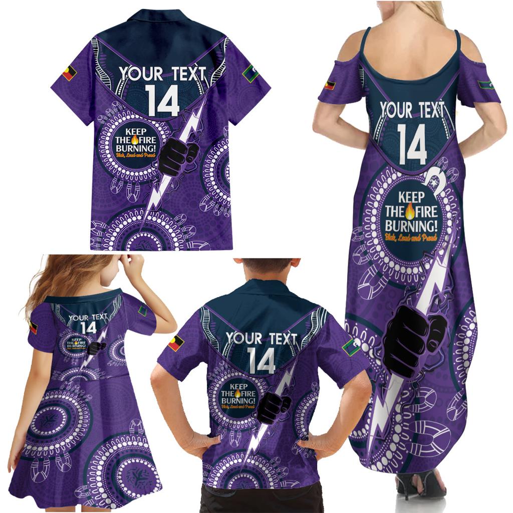 Custom NRL Storm NAIDOC Week Family Matching Summer Maxi Dress and Hawaiian Shirt Keep The Fire Burning Indigenous Art