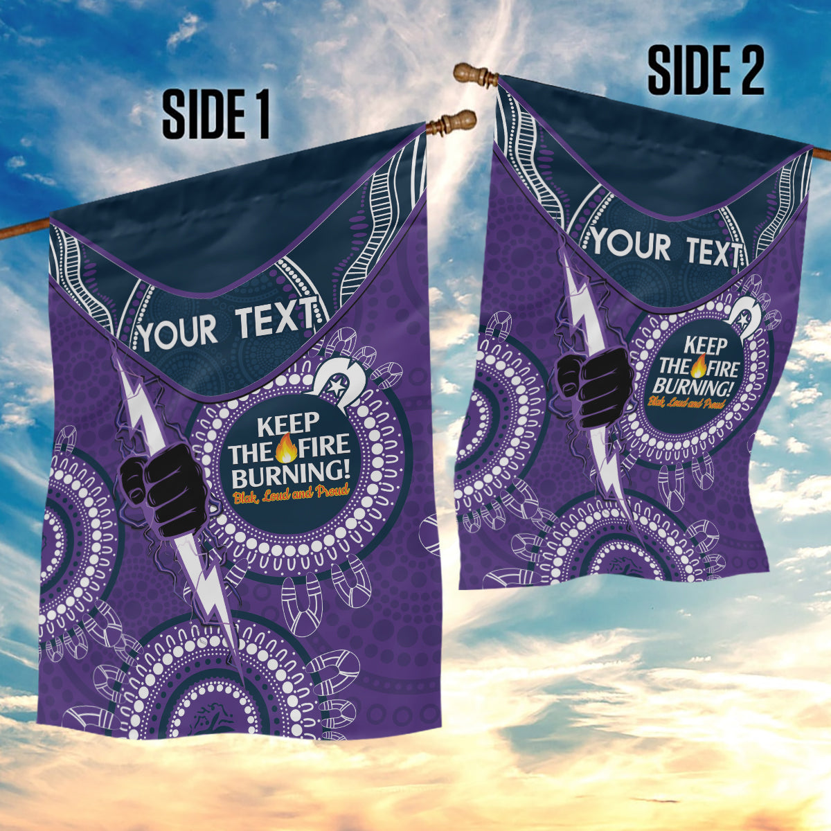 Custom NRL Storm NAIDOC Week Garden Flag Keep The Fire Burning Indigenous Art