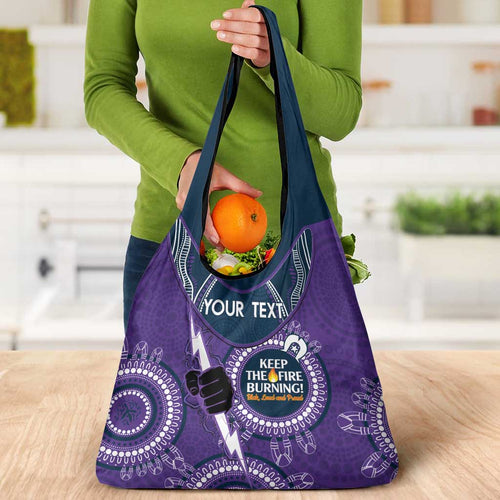 Custom NRL Storm NAIDOC Week Grocery Bag Keep The Fire Burning Indigenous Art