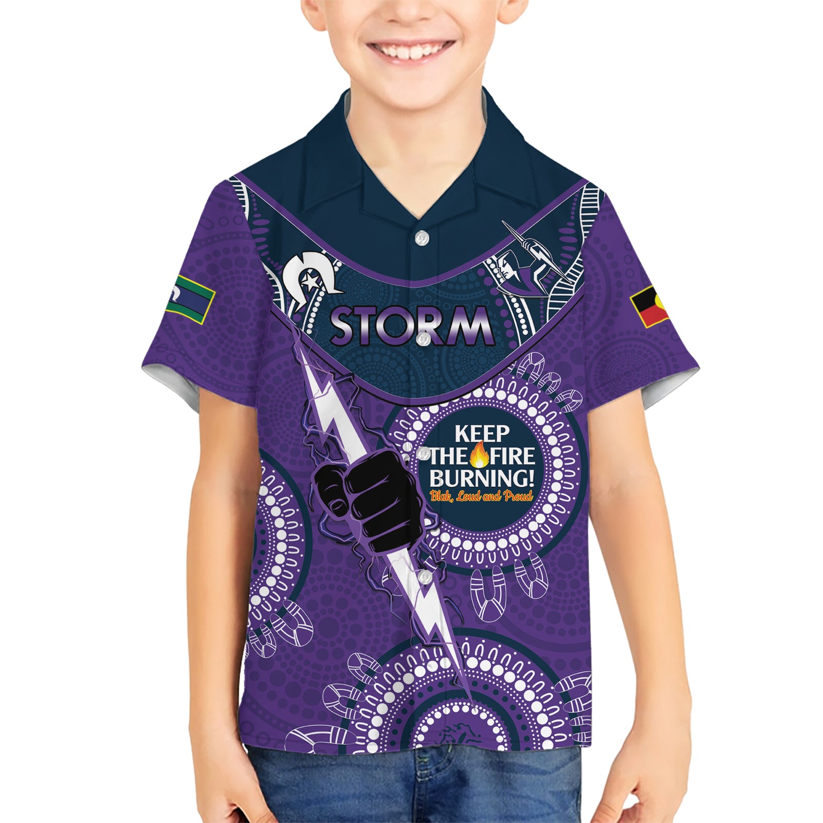 Custom NRL Storm NAIDOC Week Hawaiian Shirt Keep The Fire Burning Indigenous Art