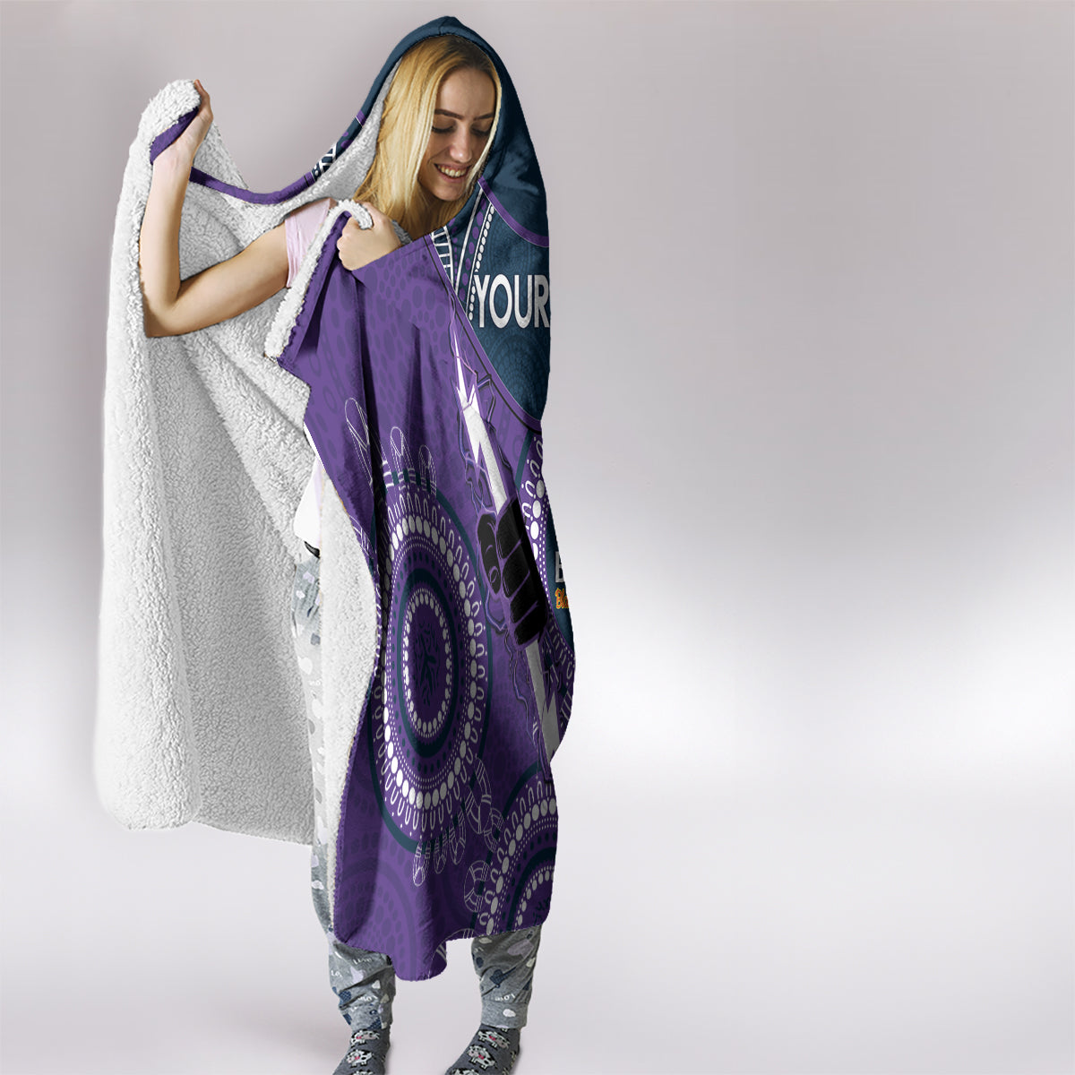 Custom NRL Storm NAIDOC Week Hooded Blanket Keep The Fire Burning Indigenous Art