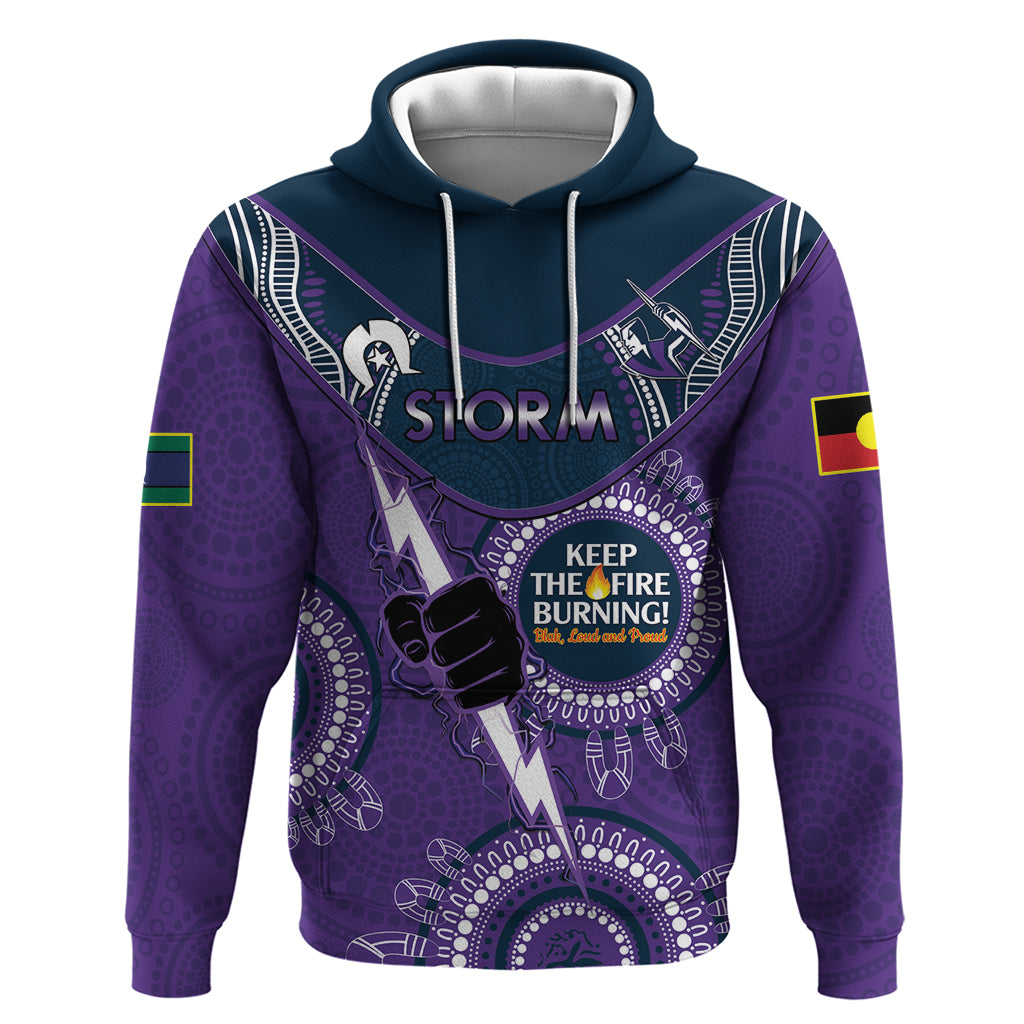 Custom NRL Storm NAIDOC Week Hoodie Keep The Fire Burning Indigenous Art
