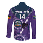 Custom NRL Storm NAIDOC Week Long Sleeve Button Shirt Keep The Fire Burning Indigenous Art