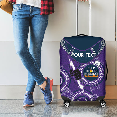 Custom NRL Storm NAIDOC Week Luggage Cover Keep The Fire Burning Indigenous Art