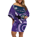 Custom NRL Storm NAIDOC Week Off Shoulder Short Dress Keep The Fire Burning Indigenous Art