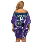 Custom NRL Storm NAIDOC Week Off Shoulder Short Dress Keep The Fire Burning Indigenous Art