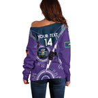Custom NRL Storm NAIDOC Week Off Shoulder Sweater Keep The Fire Burning Indigenous Art