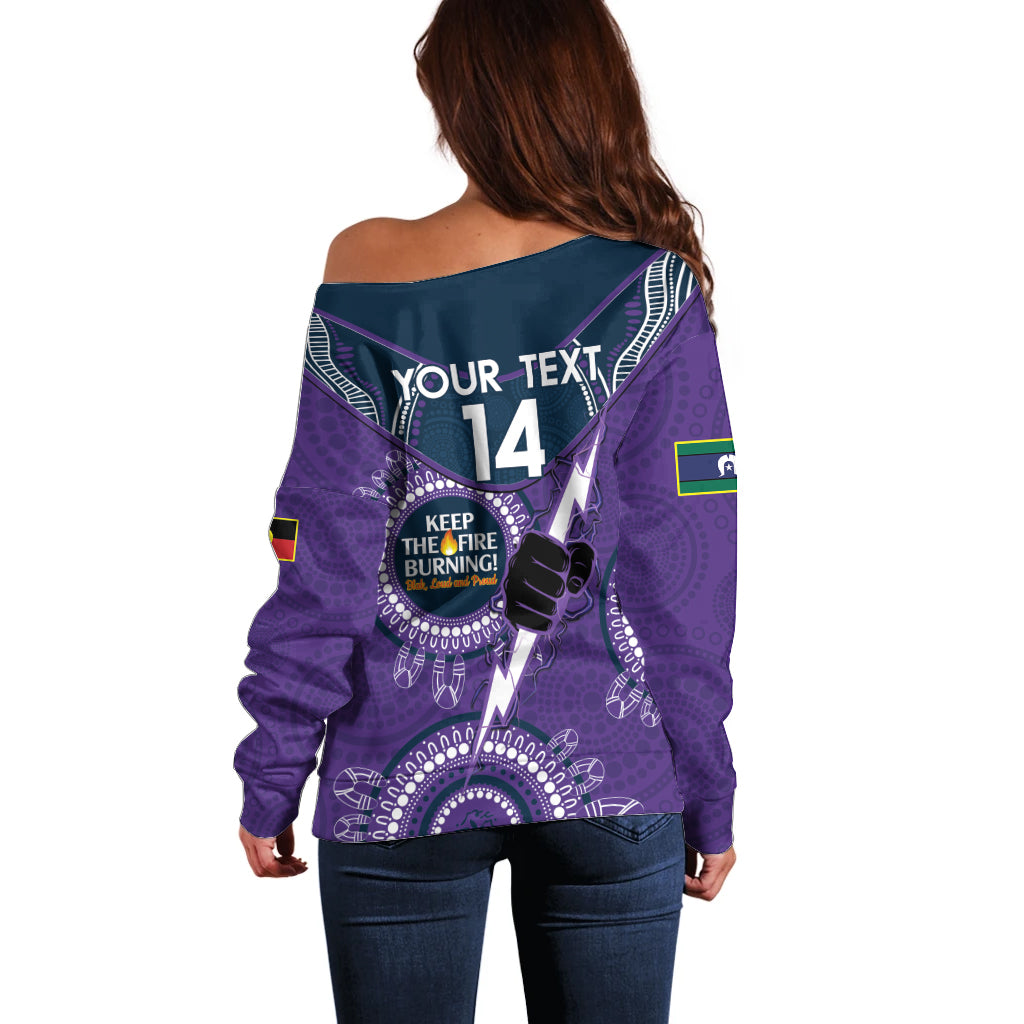 Custom NRL Storm NAIDOC Week Off Shoulder Sweater Keep The Fire Burning Indigenous Art