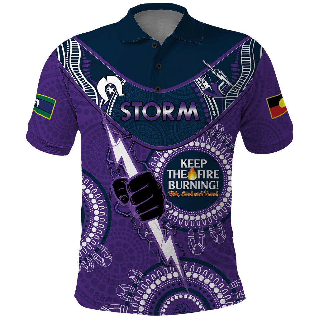 Custom NRL Storm NAIDOC Week Polo Shirt Keep The Fire Burning Indigenous Art