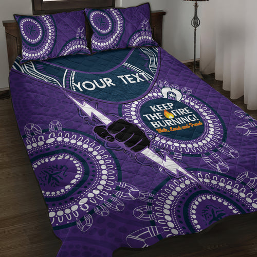 Custom NRL Storm NAIDOC Week Quilt Bed Set Keep The Fire Burning Indigenous Art