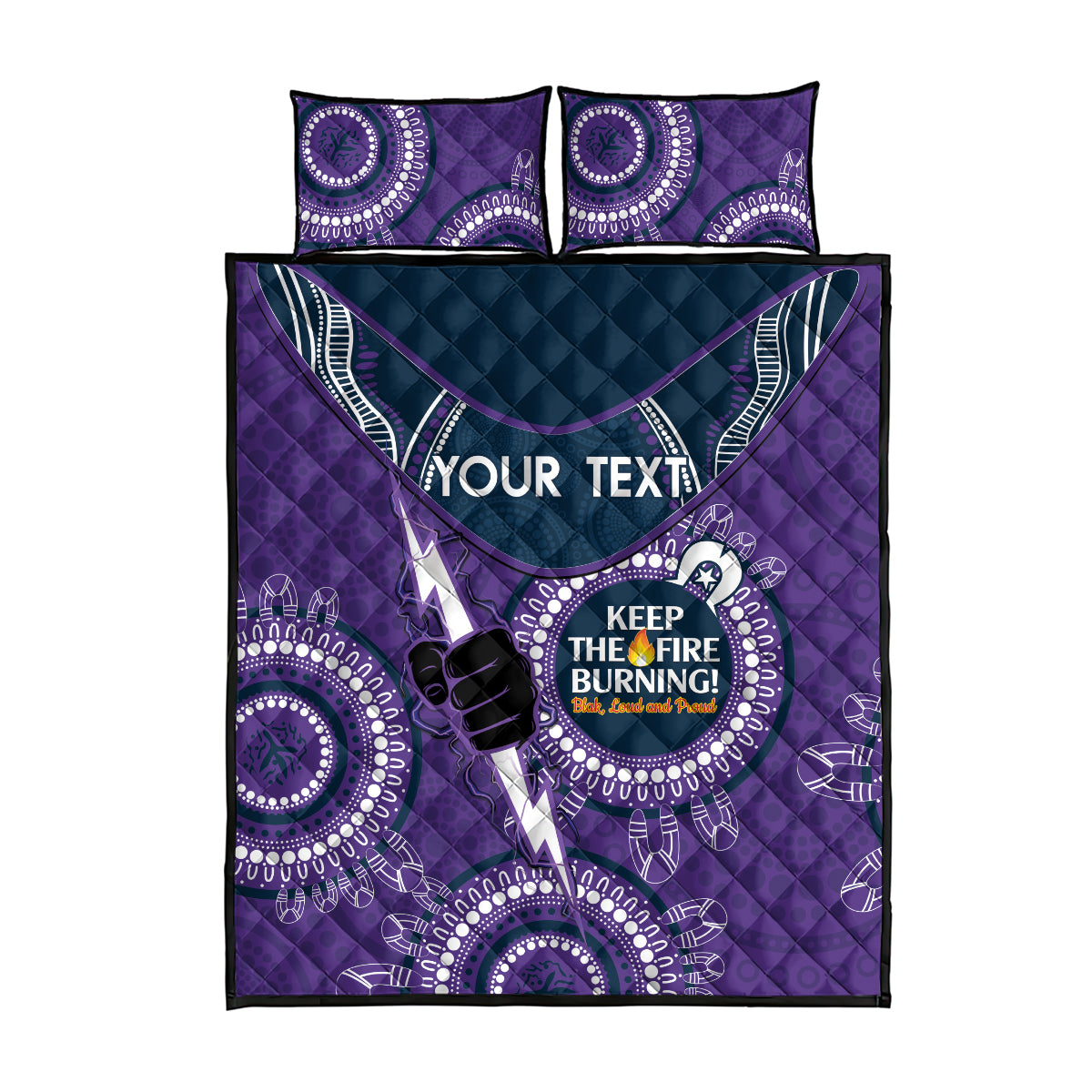 Custom NRL Storm NAIDOC Week Quilt Bed Set Keep The Fire Burning Indigenous Art