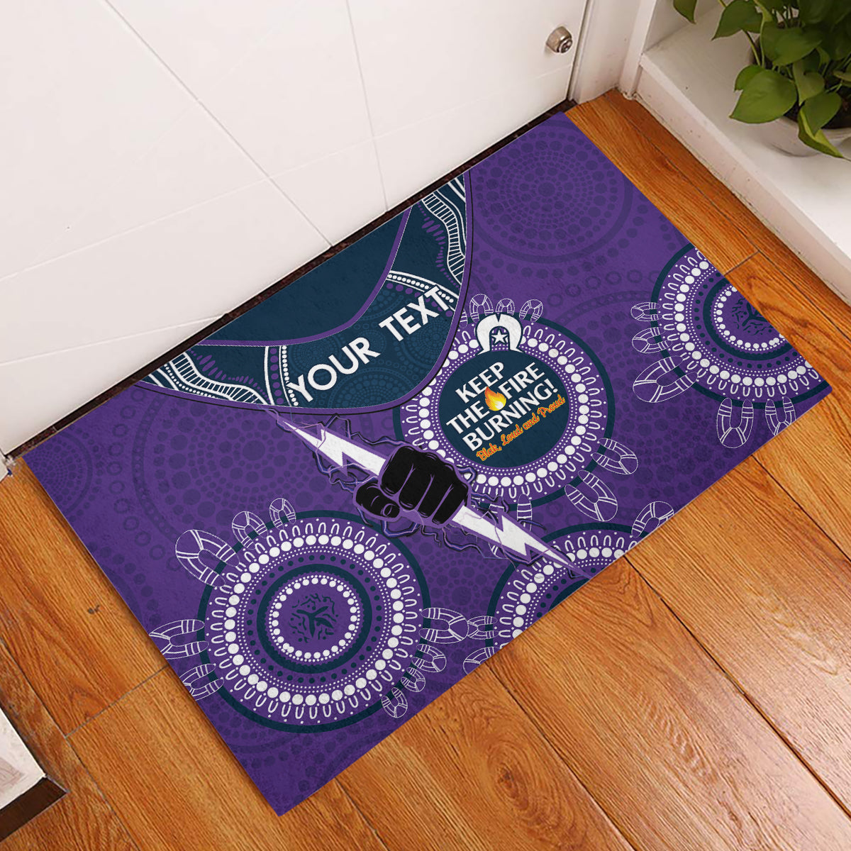 Custom NRL Storm NAIDOC Week Rubber Doormat Keep The Fire Burning Indigenous Art
