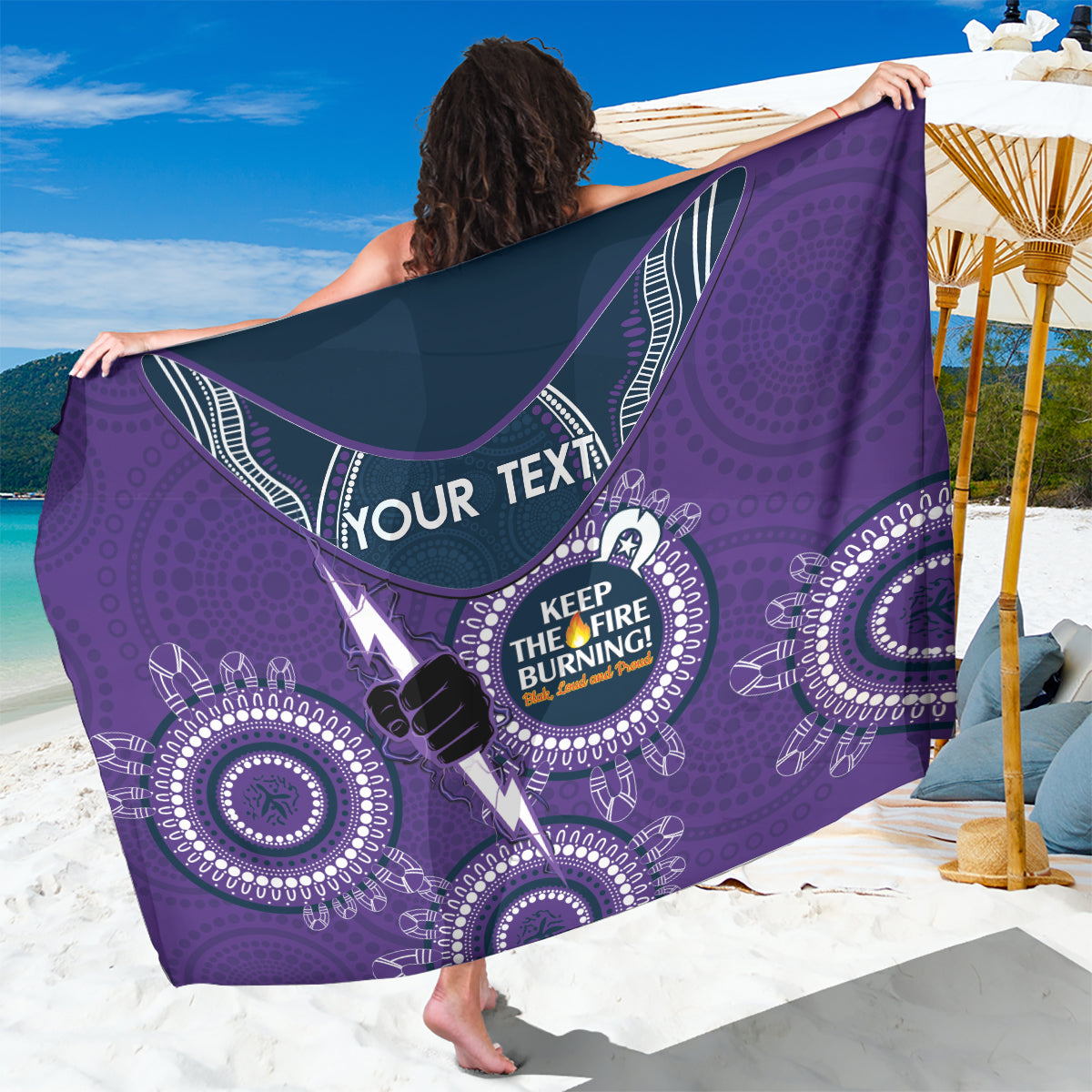 Custom NRL Storm NAIDOC Week Sarong Keep The Fire Burning Indigenous Art