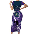 Custom NRL Storm NAIDOC Week Short Sleeve Bodycon Dress Keep The Fire Burning Indigenous Art