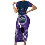 Custom NRL Storm NAIDOC Week Short Sleeve Bodycon Dress Keep The Fire Burning Indigenous Art