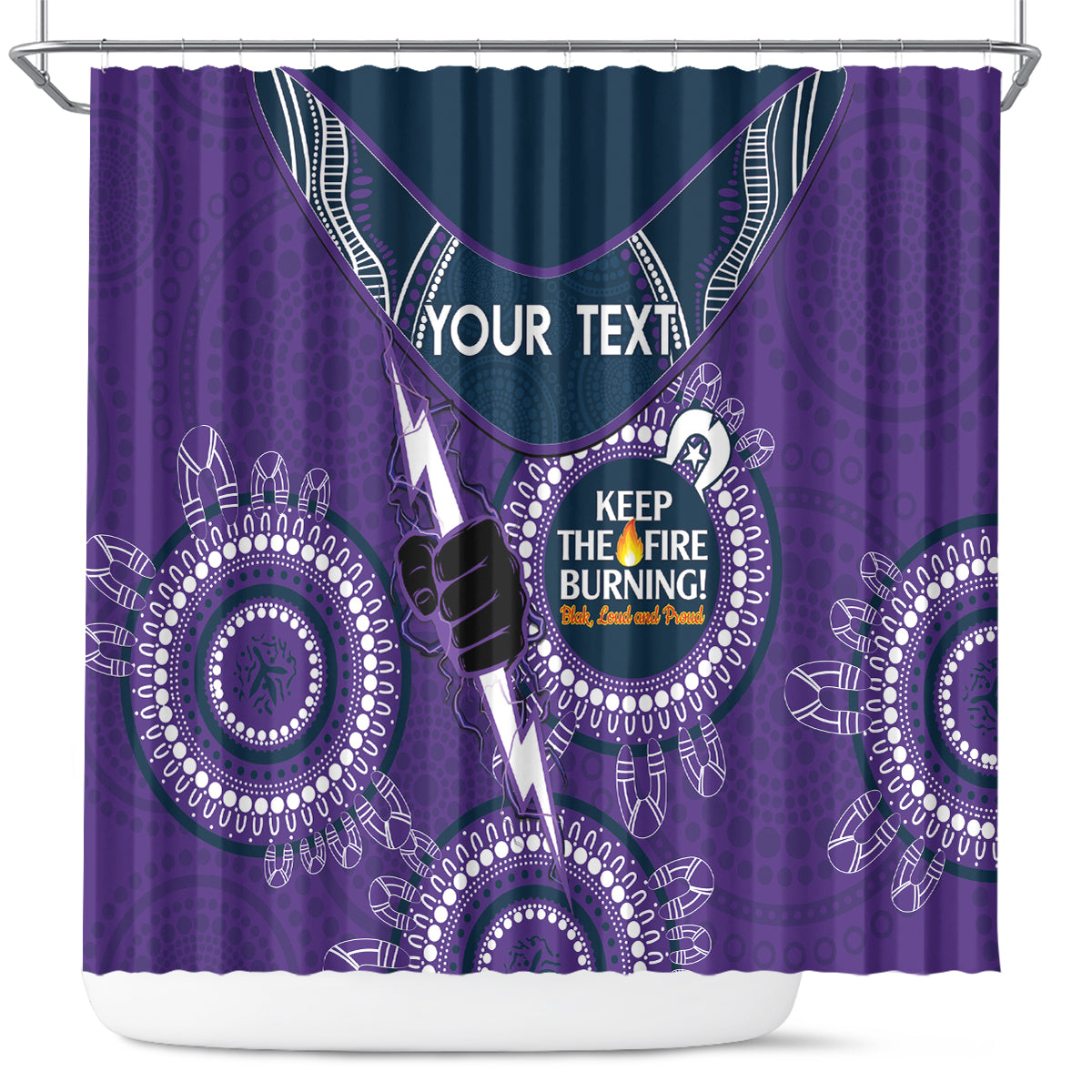 Custom NRL Storm NAIDOC Week Shower Curtain Keep The Fire Burning Indigenous Art