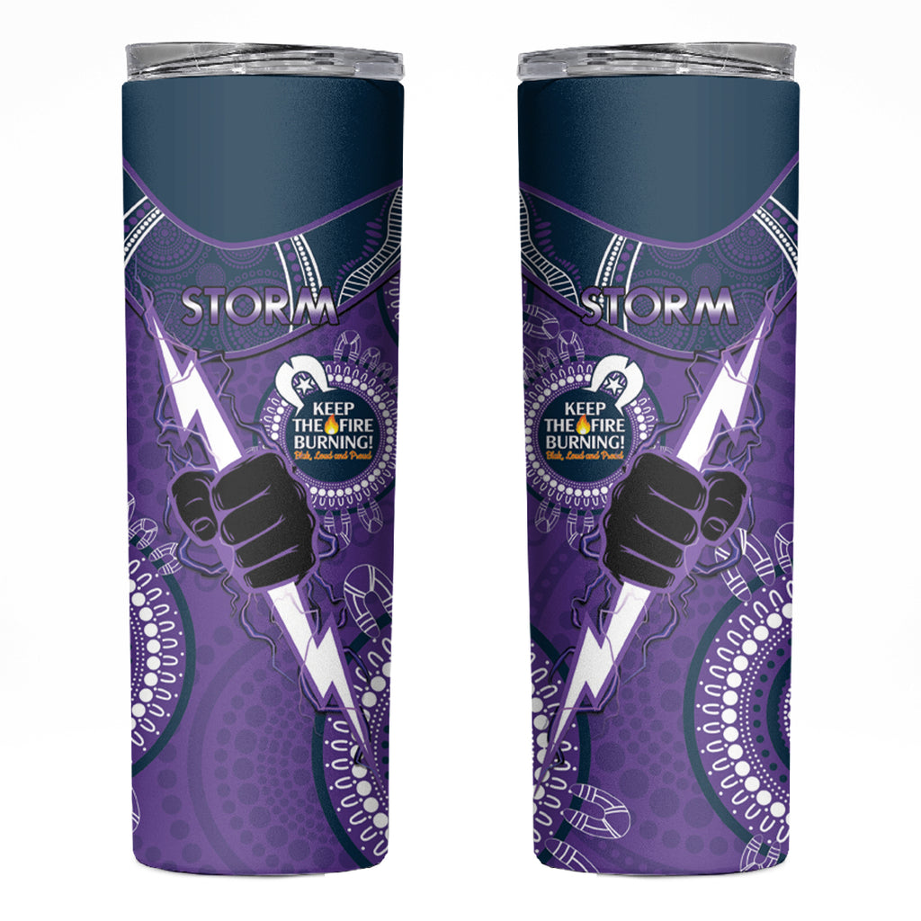 NRL Storm NAIDOC Week Skinny Tumbler Keep The Fire Burning Indigenous Art