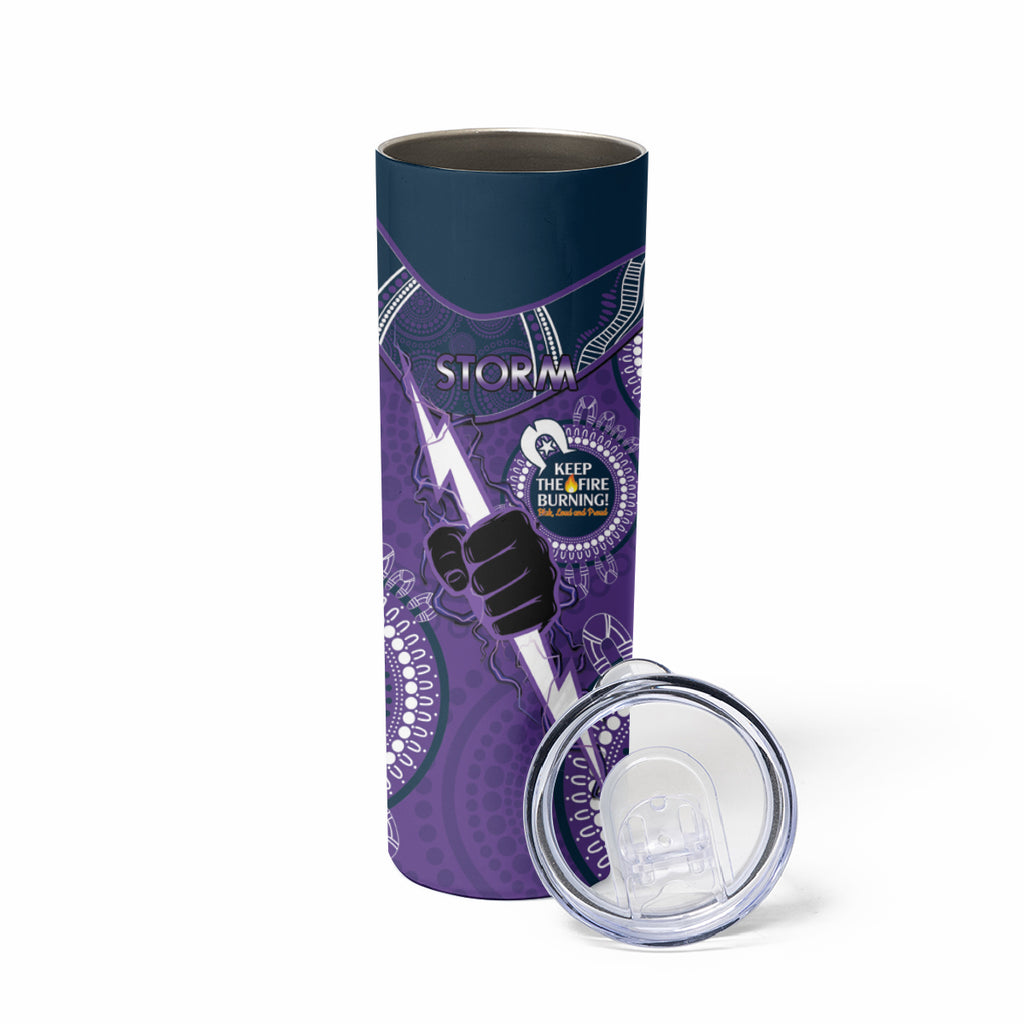 NRL Storm NAIDOC Week Skinny Tumbler Keep The Fire Burning Indigenous Art
