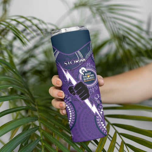 NRL Storm NAIDOC Week Skinny Tumbler Keep The Fire Burning Indigenous Art