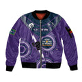 Custom NRL Storm NAIDOC Week Sleeve Zip Bomber Jacket Keep The Fire Burning Indigenous Art