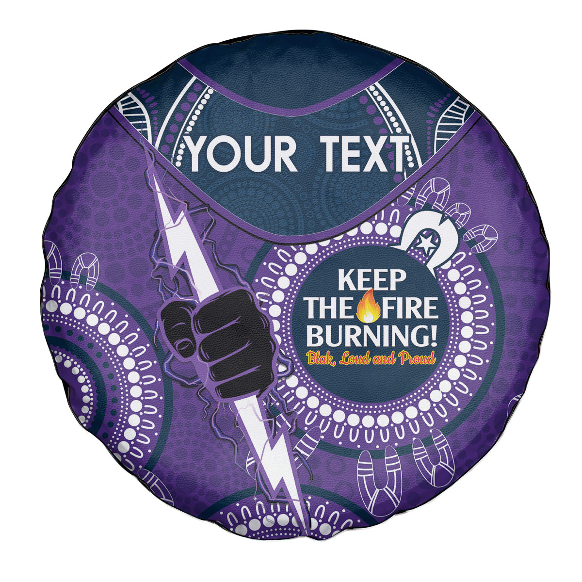 Custom NRL Storm NAIDOC Week Spare Tire Cover Keep The Fire Burning Indigenous Art