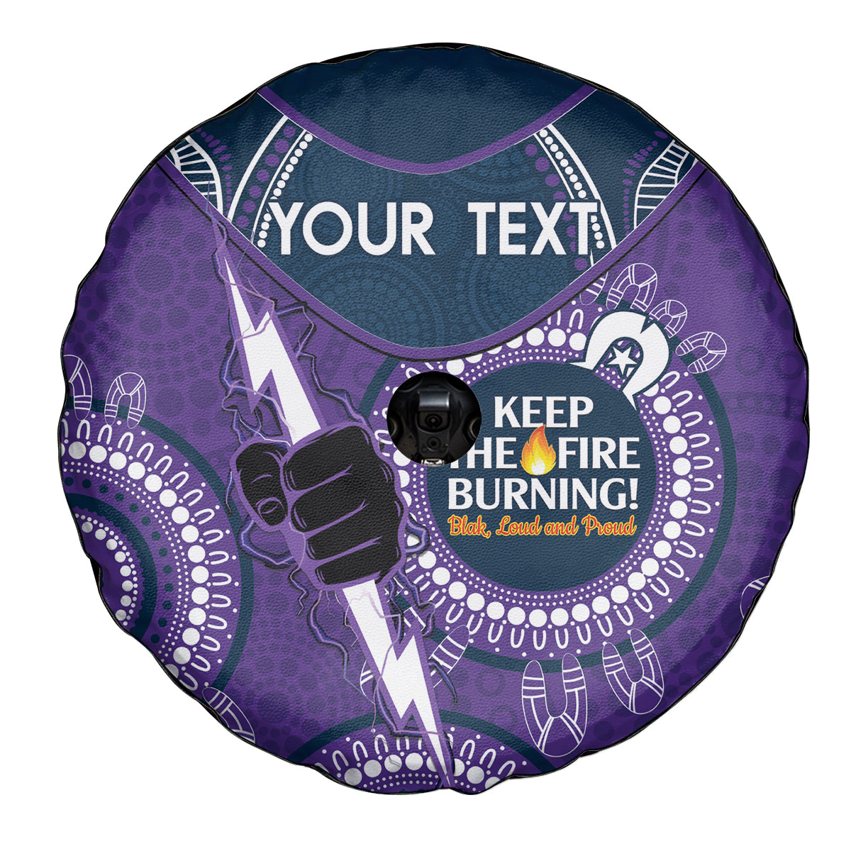Custom NRL Storm NAIDOC Week Spare Tire Cover Keep The Fire Burning Indigenous Art