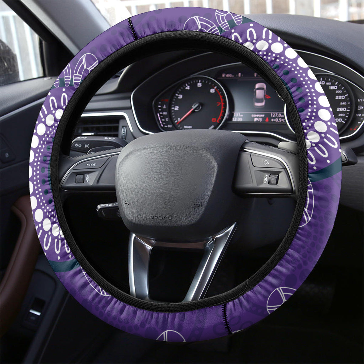 NRL Storm NAIDOC Week Steering Wheel Cover Keep The Fire Burning Indigenous Art