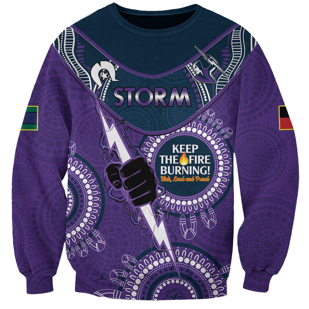 Custom NRL Storm NAIDOC Week Sweatshirt Keep The Fire Burning Indigenous Art