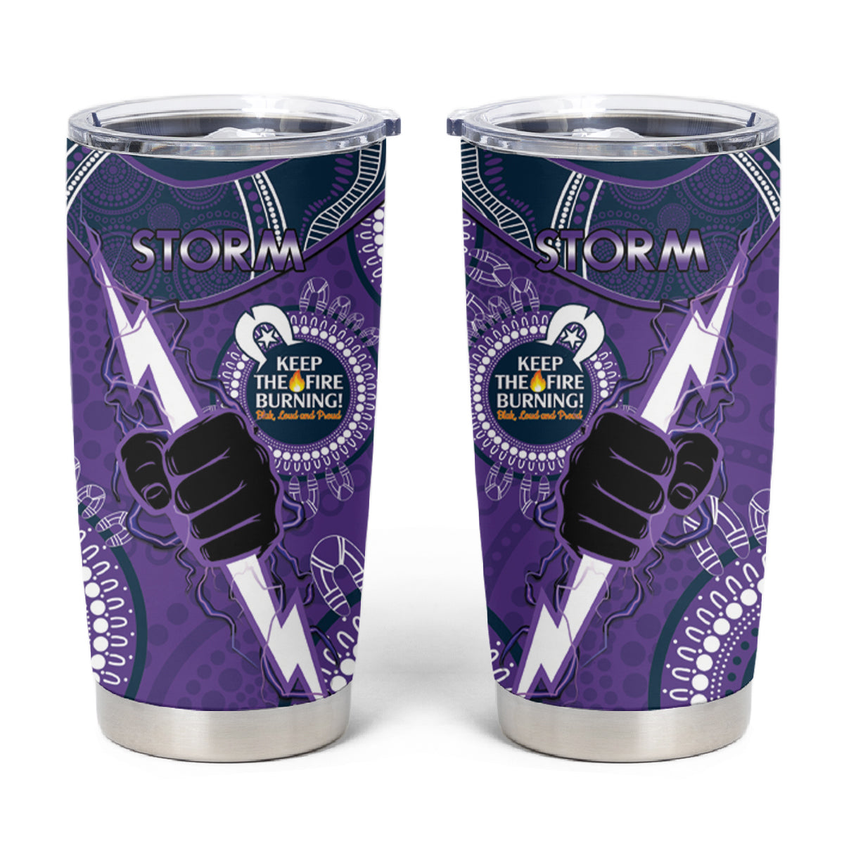 NRL Storm NAIDOC Week Tumbler Cup Keep The Fire Burning Indigenous Art