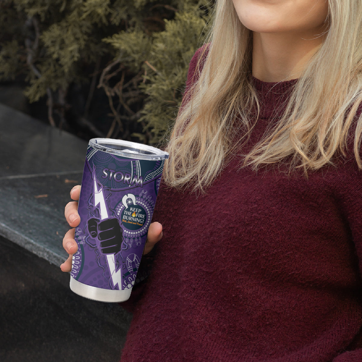 NRL Storm NAIDOC Week Tumbler Cup Keep The Fire Burning Indigenous Art