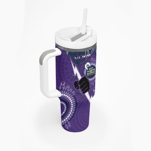 NRL Storm NAIDOC Week Tumbler With Handle Keep The Fire Burning Indigenous Art