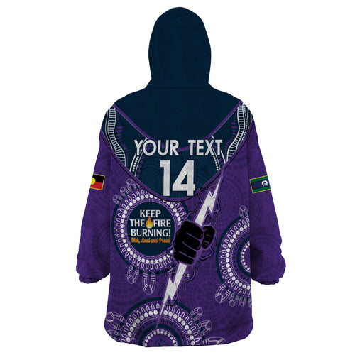 Custom NRL Storm NAIDOC Week Wearable Blanket Hoodie Keep The Fire Burning Indigenous Art