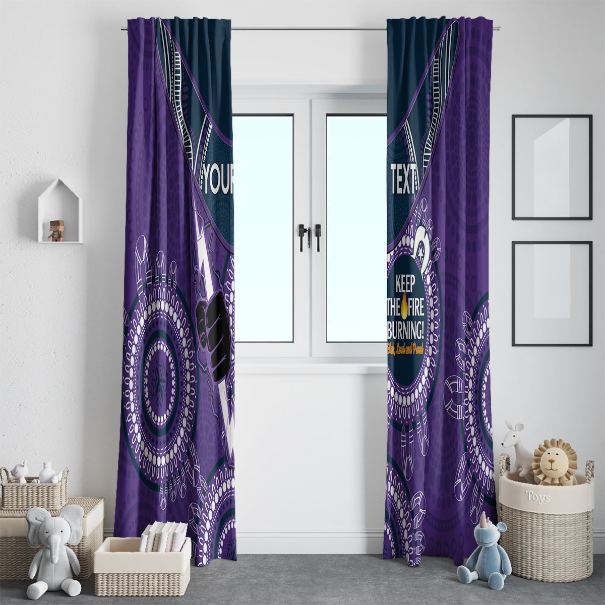 Custom NRL Storm NAIDOC Week Window Curtain Keep The Fire Burning Indigenous Art