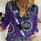 Custom NRL Storm NAIDOC Week Women Casual Shirt Keep The Fire Burning Indigenous Art