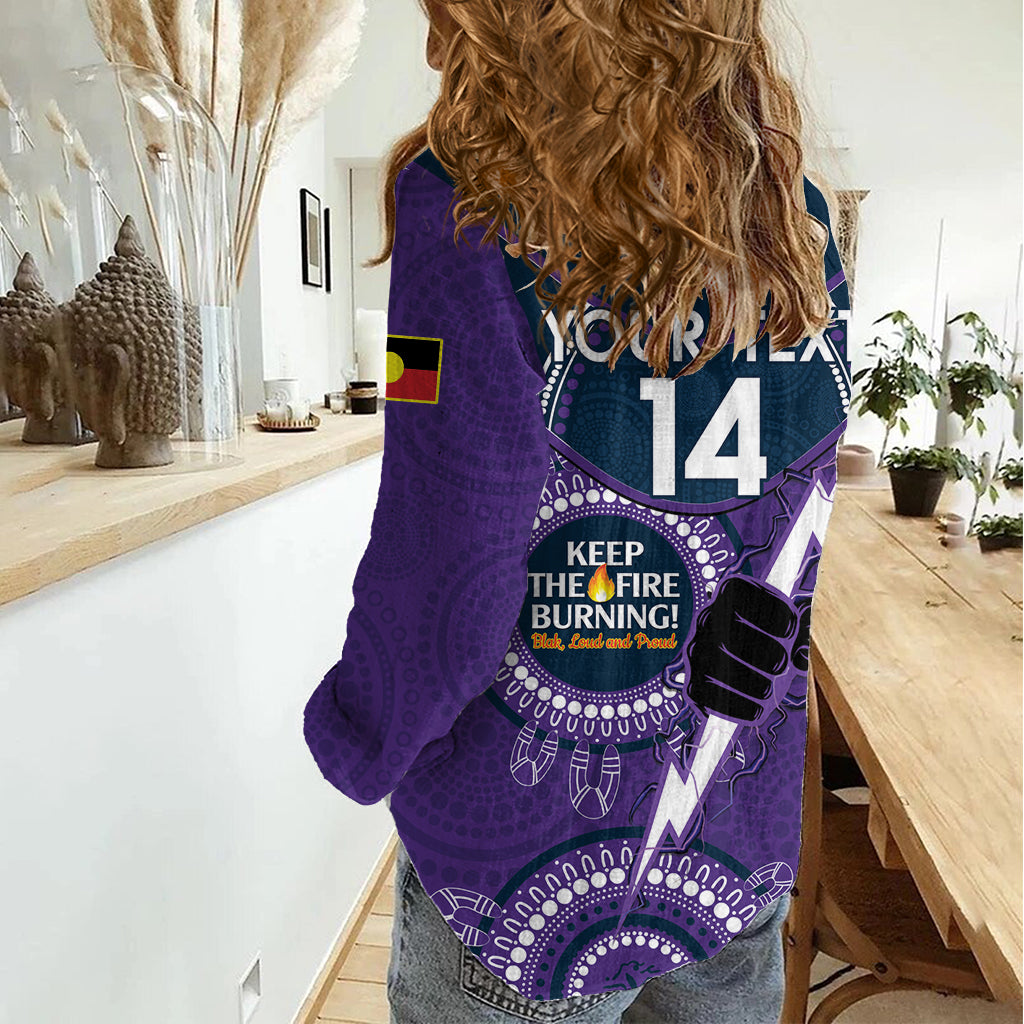 Custom NRL Storm NAIDOC Week Women Casual Shirt Keep The Fire Burning Indigenous Art