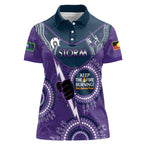 Custom NRL Storm NAIDOC Week Women Polo Shirt Keep The Fire Burning Indigenous Art